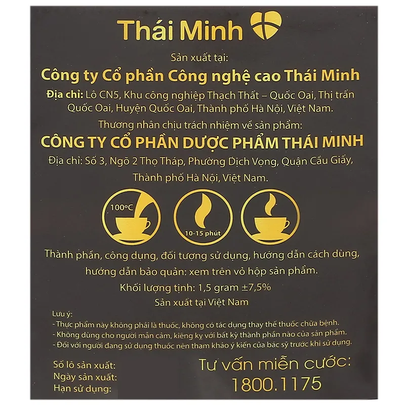 Thực phẩm bảo vệ sức khoẻ: Trà đông trùng hạ thảo Thái Minh 11