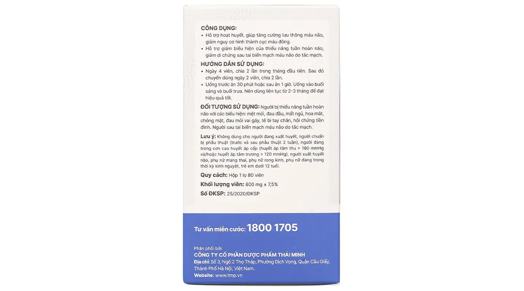 Thực phẩm bảo vệ sức khoẻ Dưỡng Não Thái Minh 22