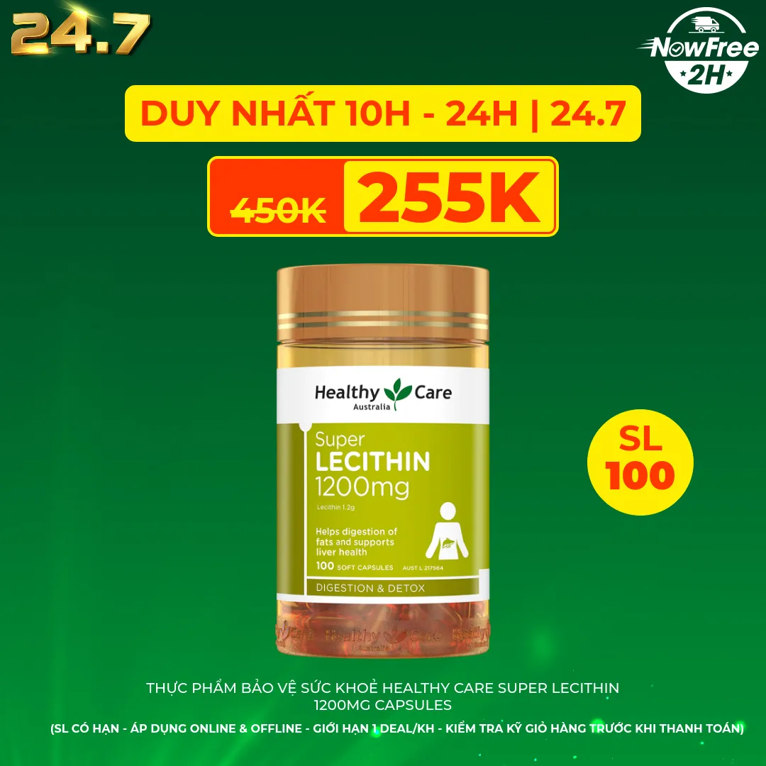 Thực Phẩm Bảo Vệ Sức Khoẻ Healthy Care Super Lecithin 1200mg Capsules