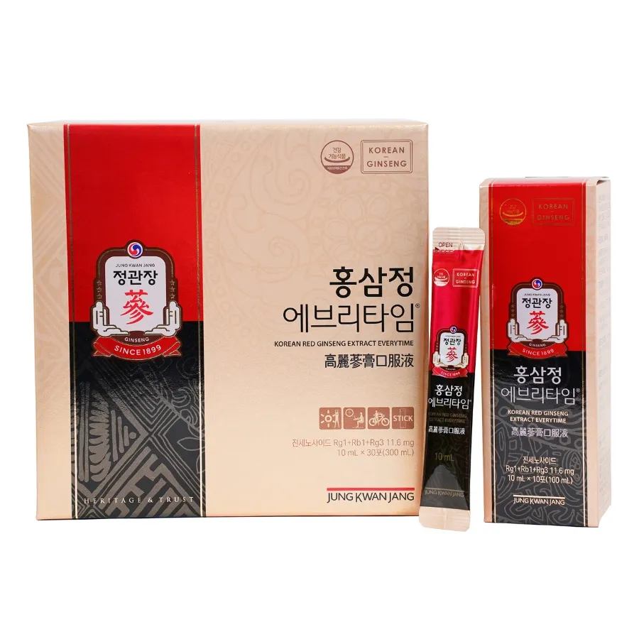 Thực phẩm bảo vệ sức khoẻ Korean Red Ginseng Extract Everytime (Tinh chất hồng sâm pha sẵn) - Hộp 30 gói