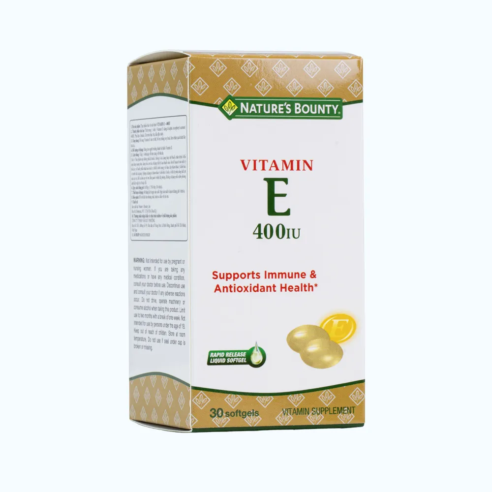 Thực phẩm bảo vệ sức khoẻ Nature's Bounty Vitamin E - 400 IU (Chai 30 viên nang mềm) 3