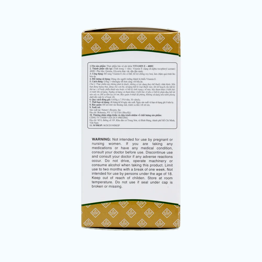Thực phẩm bảo vệ sức khoẻ Nature's Bounty Vitamin E - 400 IU (Chai 30 viên nang mềm) 4