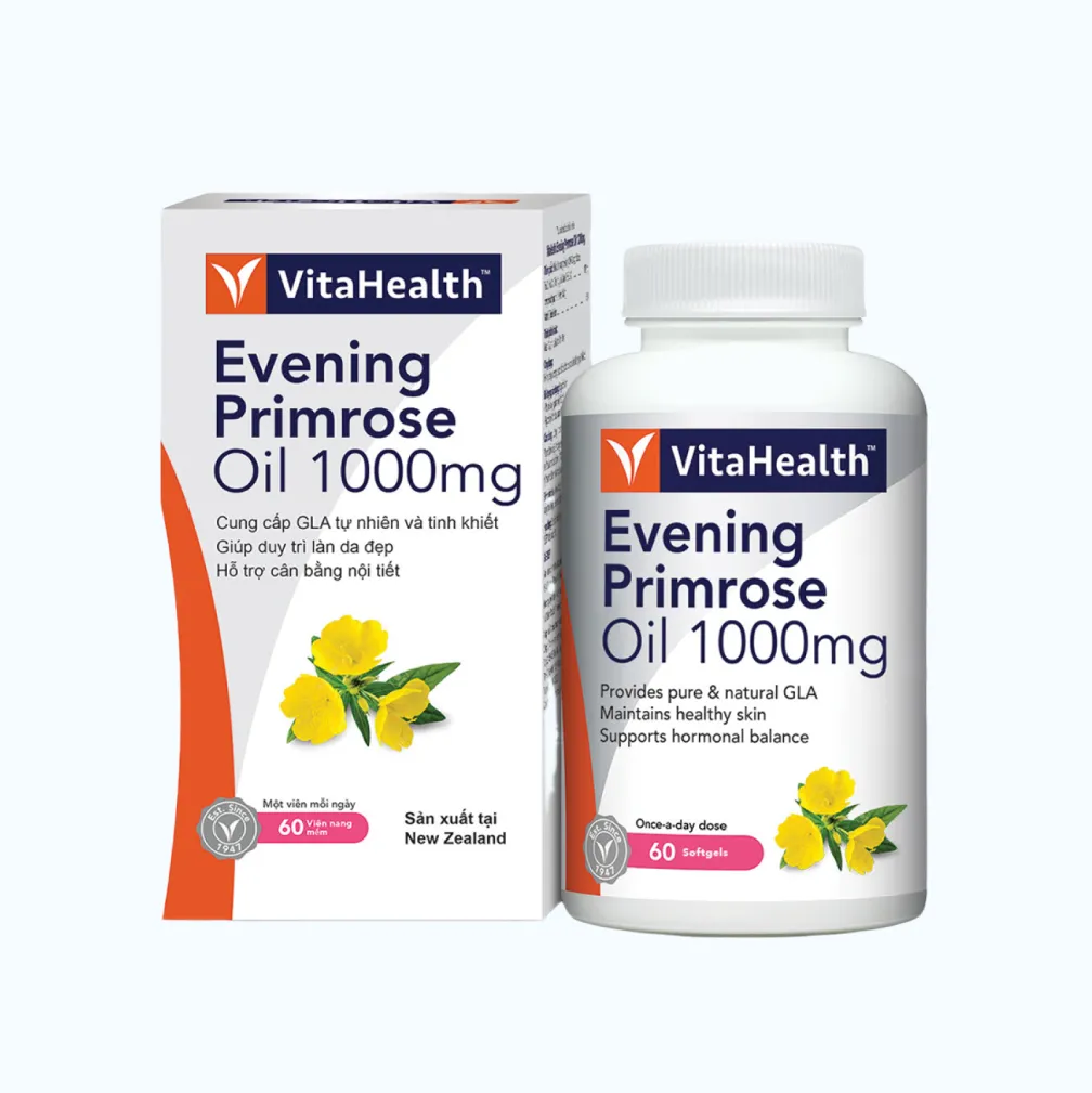 Thực phẩm bảo vệ sức khoẻ VitaHealth Evening Primrose Oil 1000mg hỗ trợ cân bằng nội tiết tố (Hộp 60 viên) 2