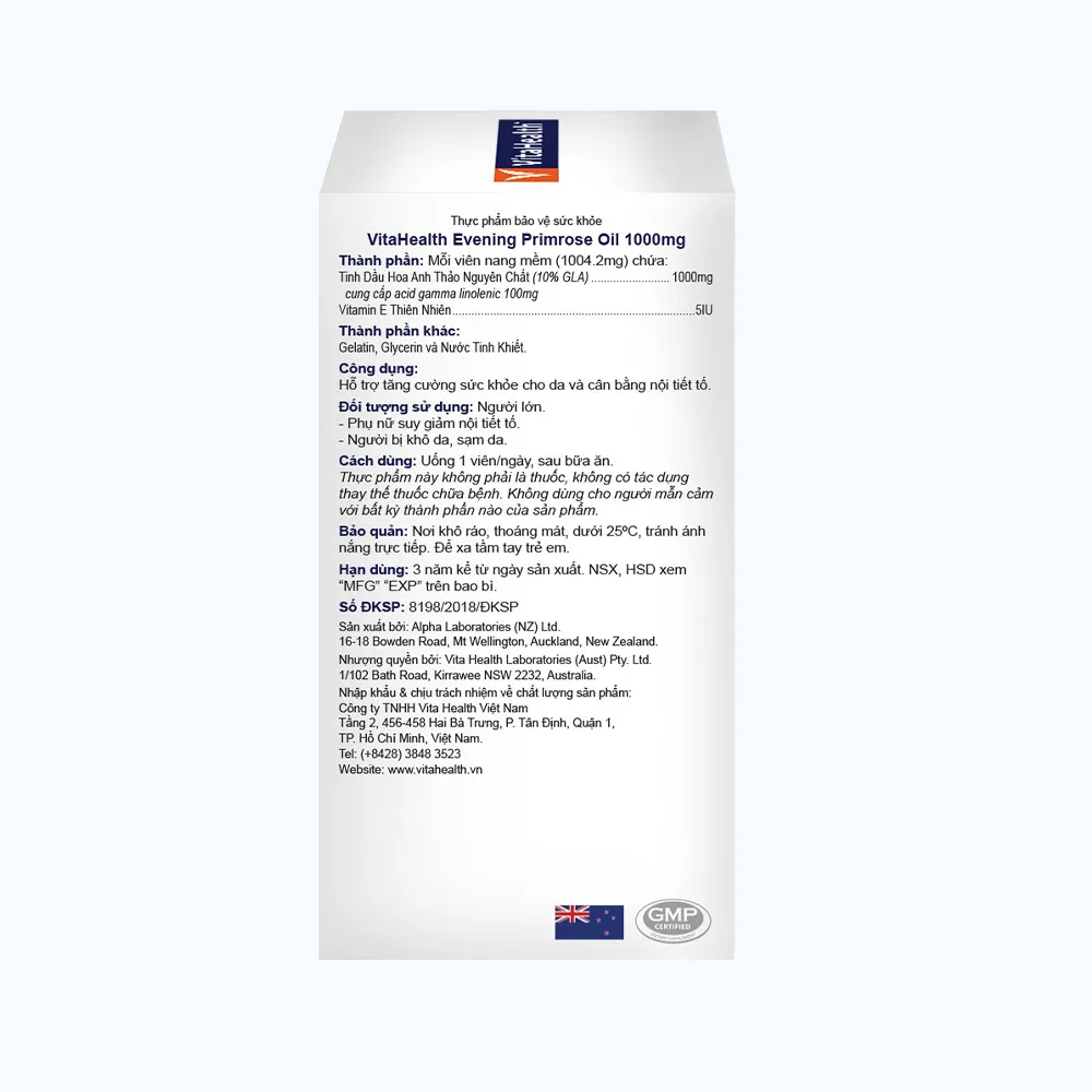 Thực phẩm bảo vệ sức khoẻ VitaHealth Evening Primrose Oil 1000mg hỗ trợ cân bằng nội tiết tố (Hộp 60 viên) 5