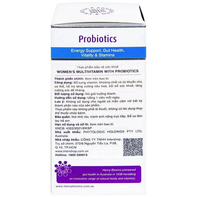 Thực phẩm bảo vệ sức khoẻ Women's Multivitamin With Probiotics Henry Blooms Hộp 30 viên 4