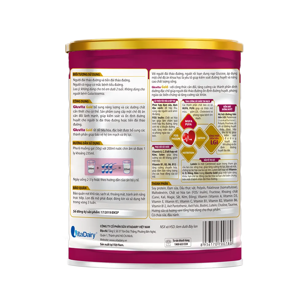Thực phẩm dùng cho chế độ ăn đặc biệt Gluvita Gold (900g) 3