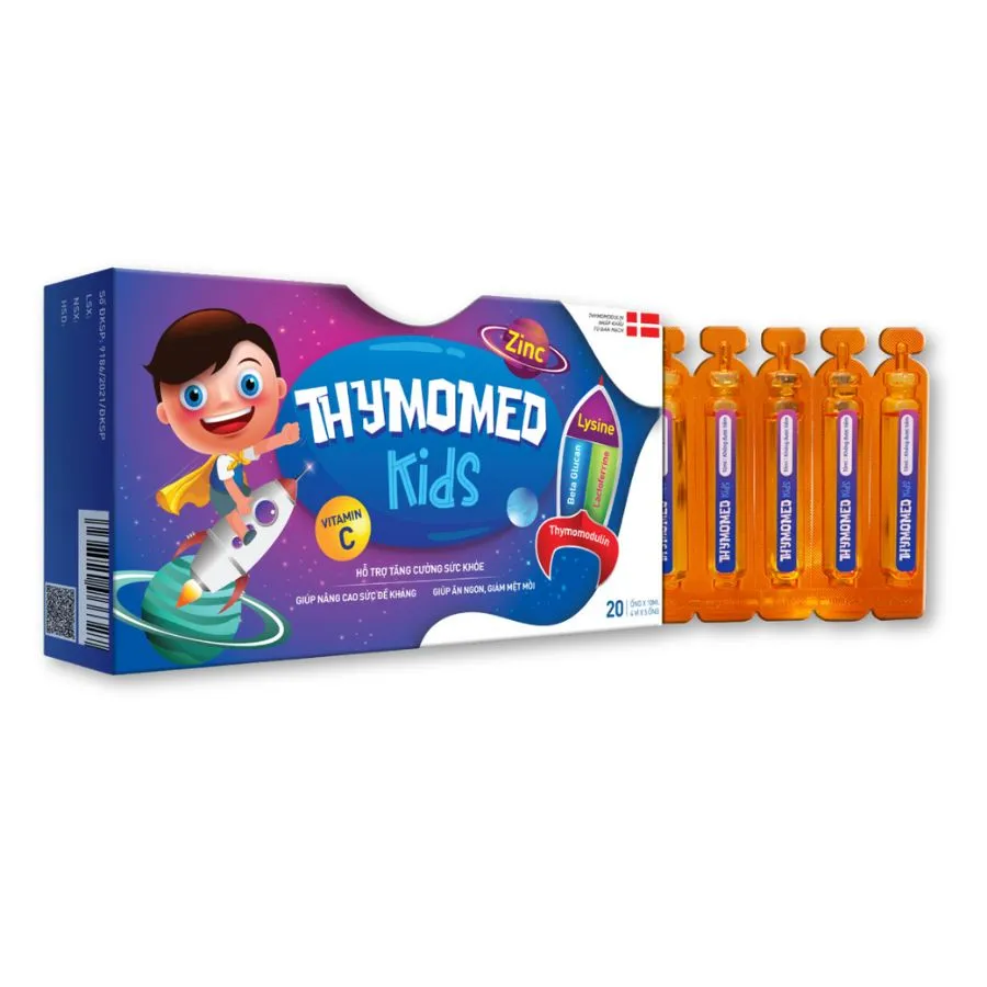 Thực phẩm tăng sức đề kháng Thymomed Kids giúp ăn ngon, giảm mệt mỏi (Hộp 20 ống)