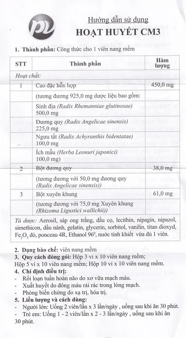Thuốc Hoạt Huyết CM3 điều trị rối loạn tuần hoàn não do xơ vữa mạch máu ( 30 viên) 5
