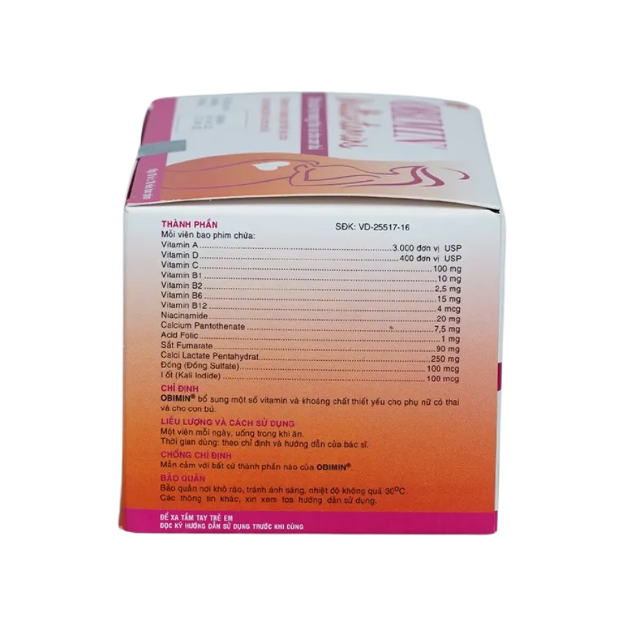Thuốc Obimin bổ sung vitamin và khoáng chất (Hộp 100 viên) 2