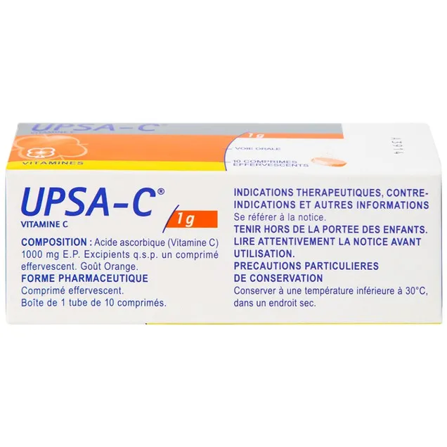 Thuốc sủi UPSA-C 1000mg Upsa SAS hỗ trợ điều trị tình trạng thiếu hụt vitamin C (10 viên) 4