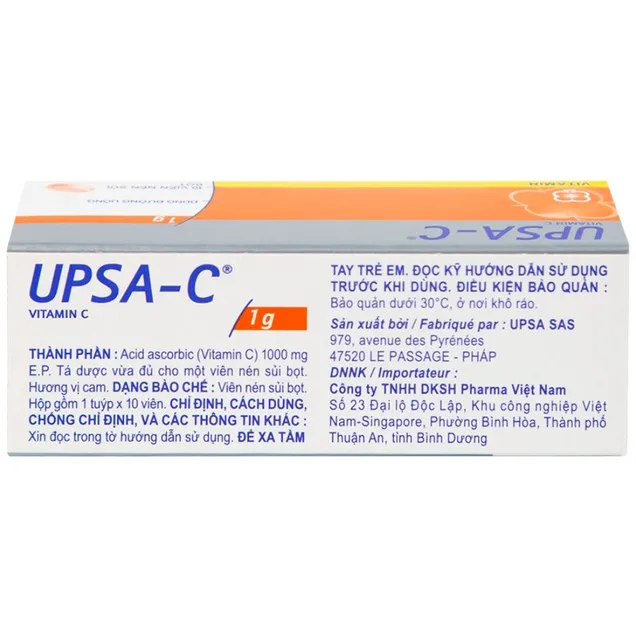Thuốc sủi UPSA-C 1000mg Upsa SAS hỗ trợ điều trị tình trạng thiếu hụt vitamin C (10 viên) 5