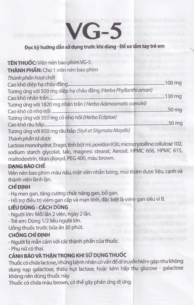 Thuốc VG-5 hỗ trợ điều trị viêm gan (40 viên) 7