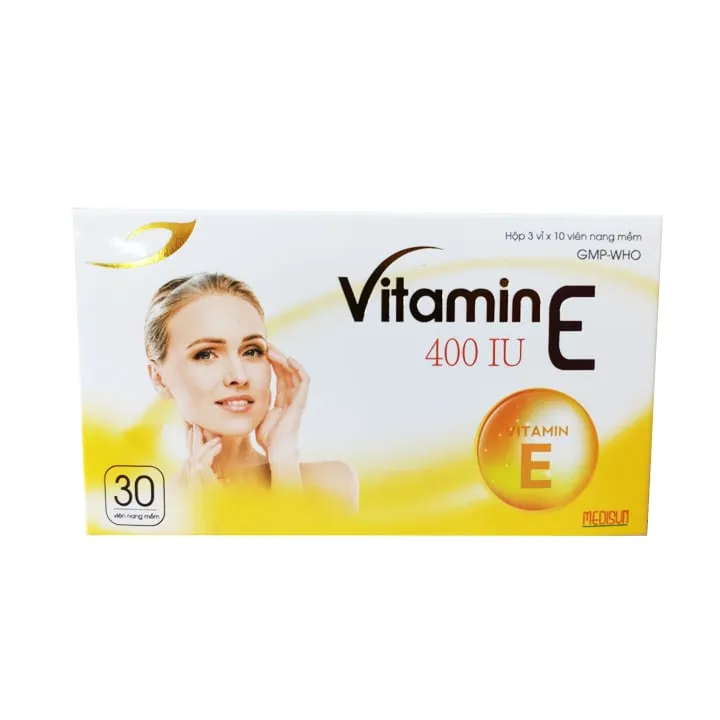 Thuốc Vitamin E 400IU Medisun điều trị và dự phòng tình trạng thiếu Vitamin E (Hộp 3 vĩ x 10 viên)