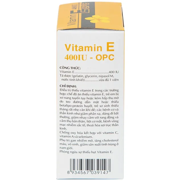 Thuốc Vitamin E 400IU OPC hỗ trợ điều trị thiếu Vitamin E (4 vỉ x 10 viên) 4