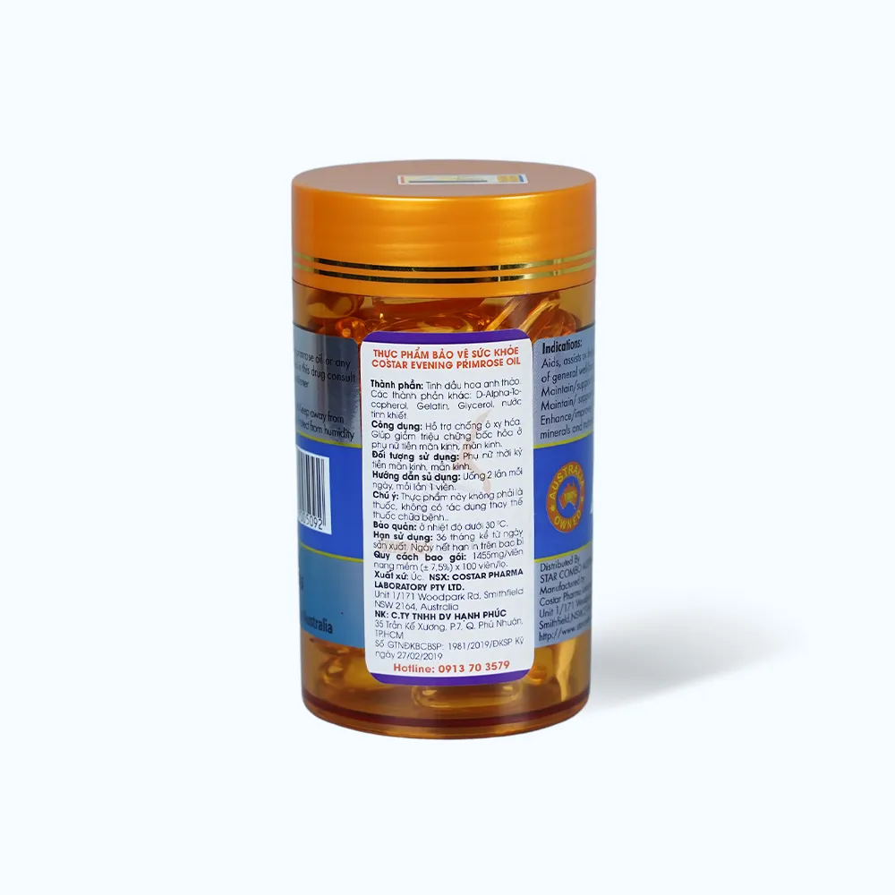 Tinh dầu hoa anh thảo Costar Evening Primrose Oil 100 viên hỗ trợ nội tiết tố nữ 4