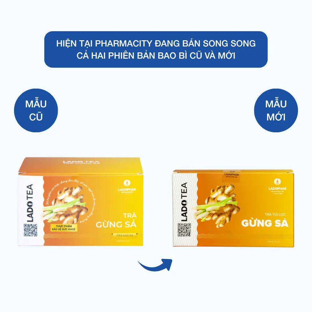 Trà gừng sả hỗ trợ giảm đau đầu, sổ mũi (Hộp 20 túi lọc x 2g) 2
