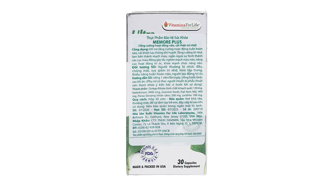 Ultra Memore Plus bổ não, cải thiện trí nhớ lọ 60 viên 13