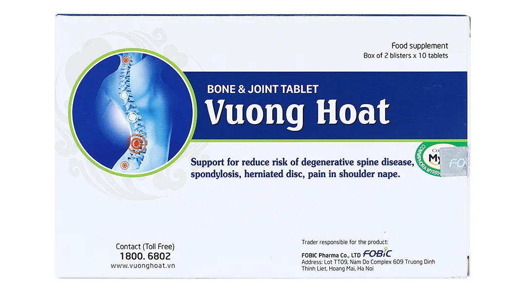Viên xương khớp Vương Hoạt giảm nguy cơ thoái hóa cột sống, đau vai gáy hộp 20 viên 3