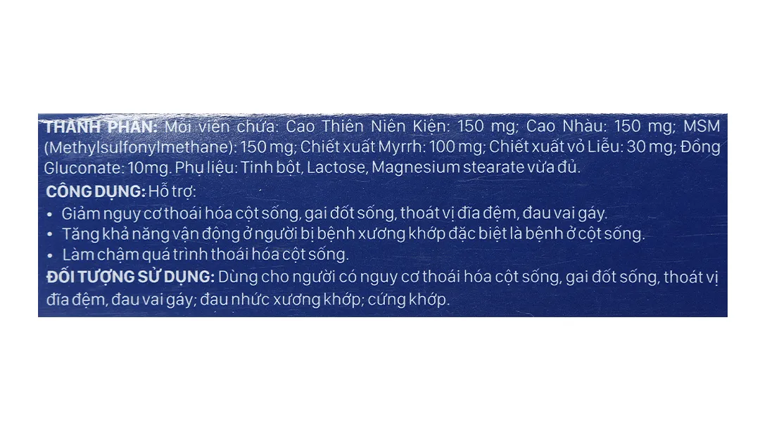 Viên xương khớp Vương Hoạt giảm nguy cơ thoái hóa cột sống, đau vai gáy hộp 20 viên 9