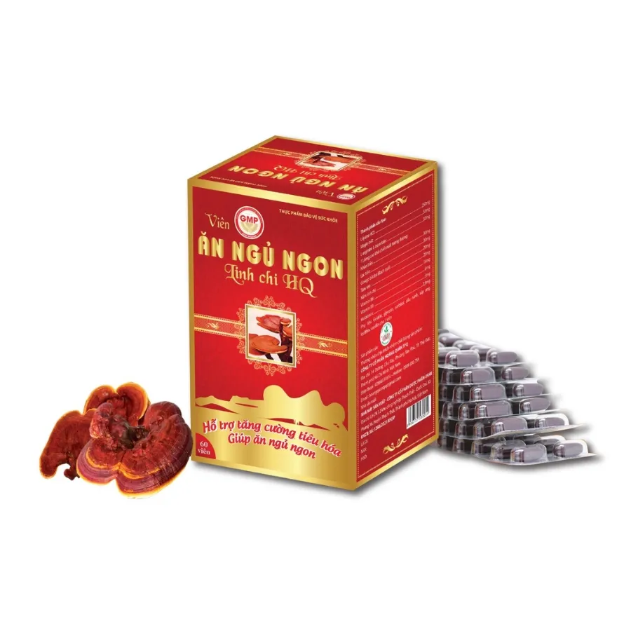 Viên Ăn Ngủ Ngon Linh Chi HQ – Hỗ Trợ Tăng Cường Hệ Tiêu Hóa (Hộp 60 viên)