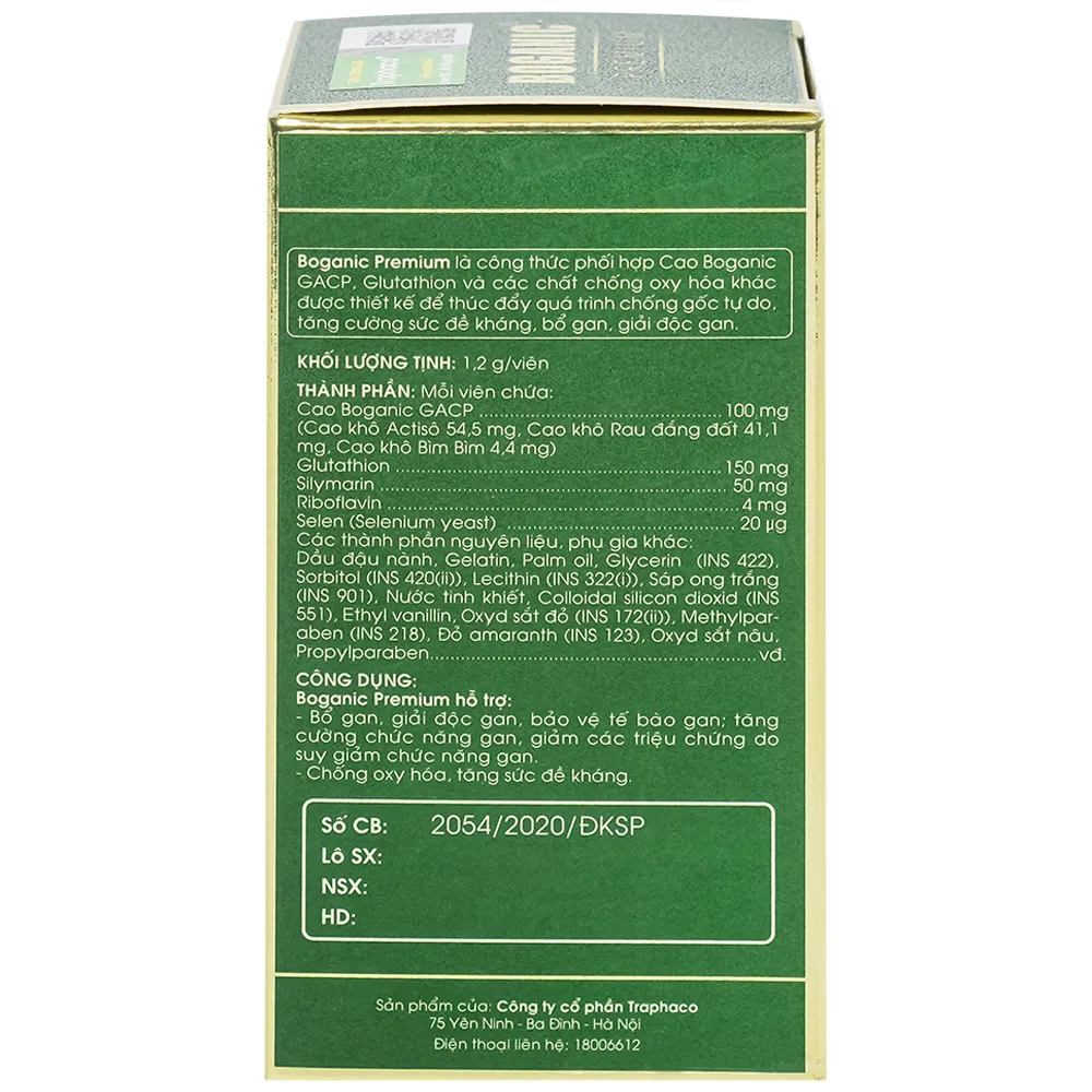 VIÊN BỔ GAN BOGANIC PREMIUM TRAPHACO 30V 12