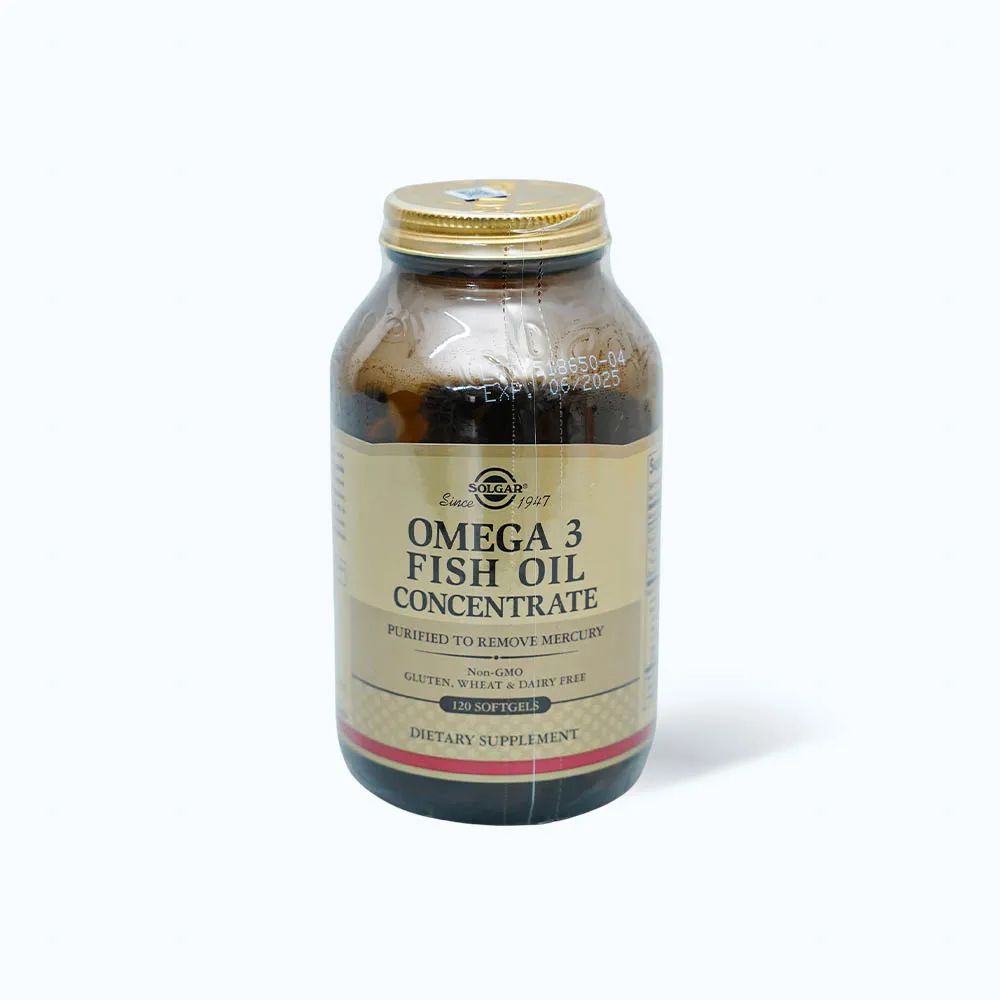 Viên dầu cá Solgar Omega-3 Fish Oil (Chai 120 Viên) hỗ trợ giảm mỡ máu