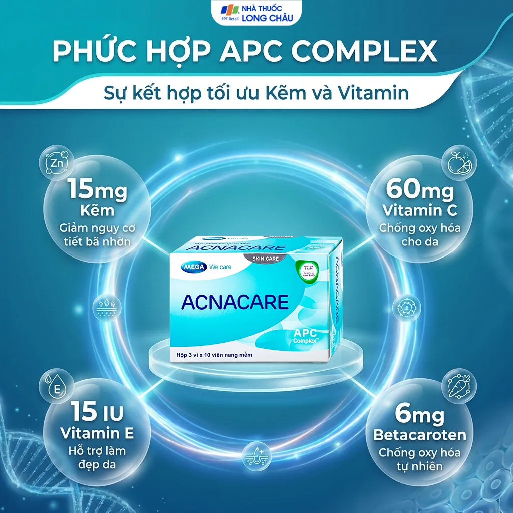 VIÊN HỖ TRỢ LÀM ĐẸP DA ACNACARE MEGA 3X10 3