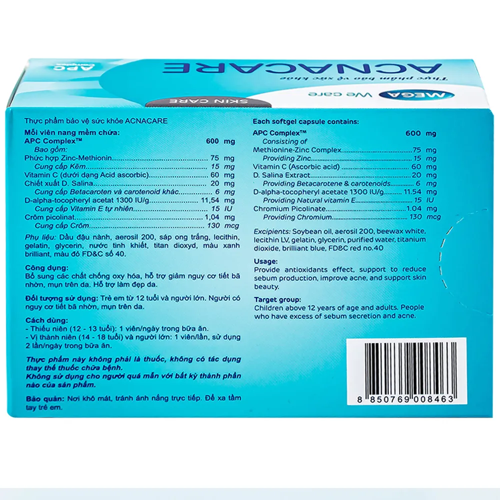VIÊN HỖ TRỢ LÀM ĐẸP DA ACNACARE MEGA 3X10 10