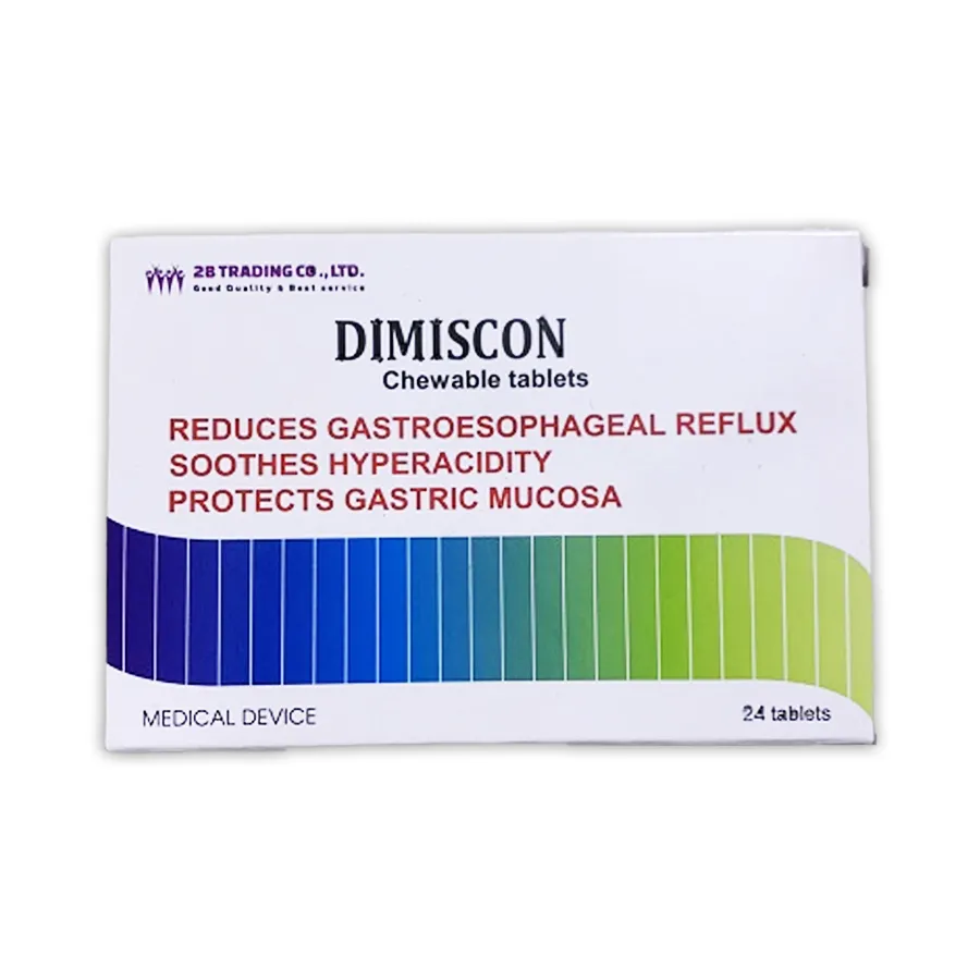 Viên nén nhai Dimiscon giúp điều trị chứng trào ngược dạ dày, thực quản (2 vĩ x 14 viên)
