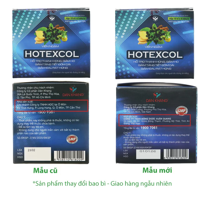 Viên Ngậm Hotexcol hỗ trợ giảm ho, giảm đau rát họng hộp 40 viên 2