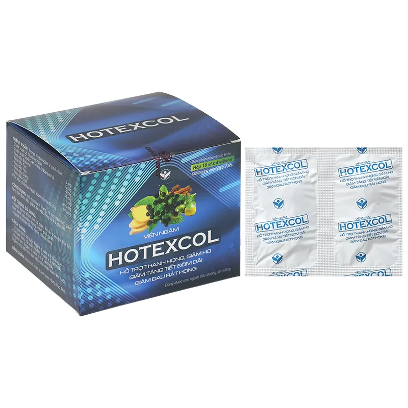 Viên Ngậm Hotexcol hỗ trợ giảm ho, giảm đau rát họng hộp 40 viên 3