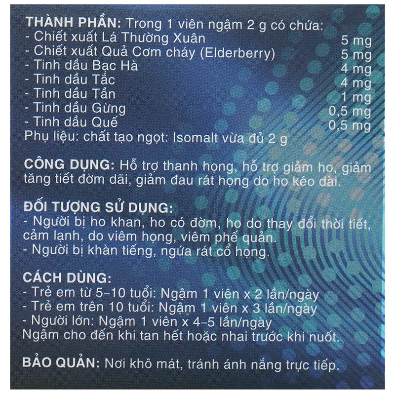 Viên Ngậm Hotexcol hỗ trợ giảm ho, giảm đau rát họng hộp 40 viên 7