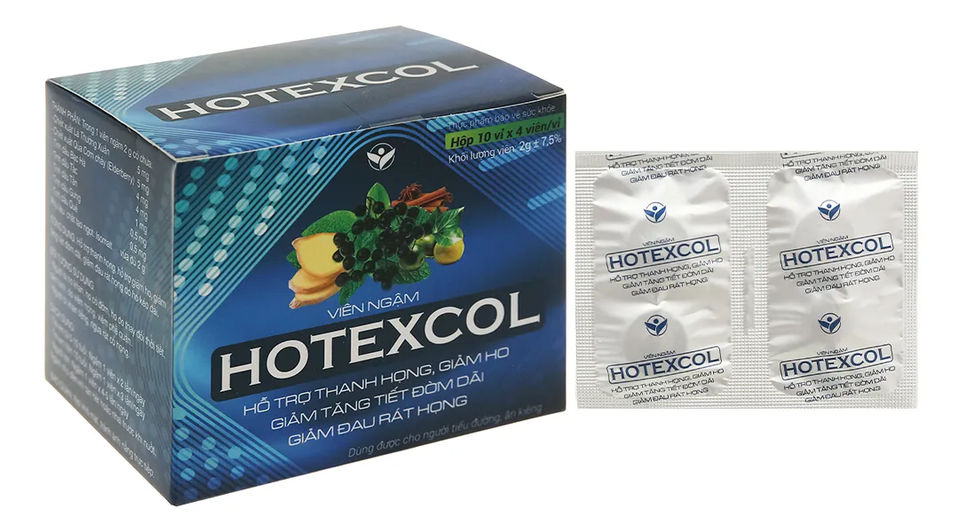 Viên Ngậm Hotexcol hỗ trợ giảm ho, giảm đau rát họng hộp 40 viên 8