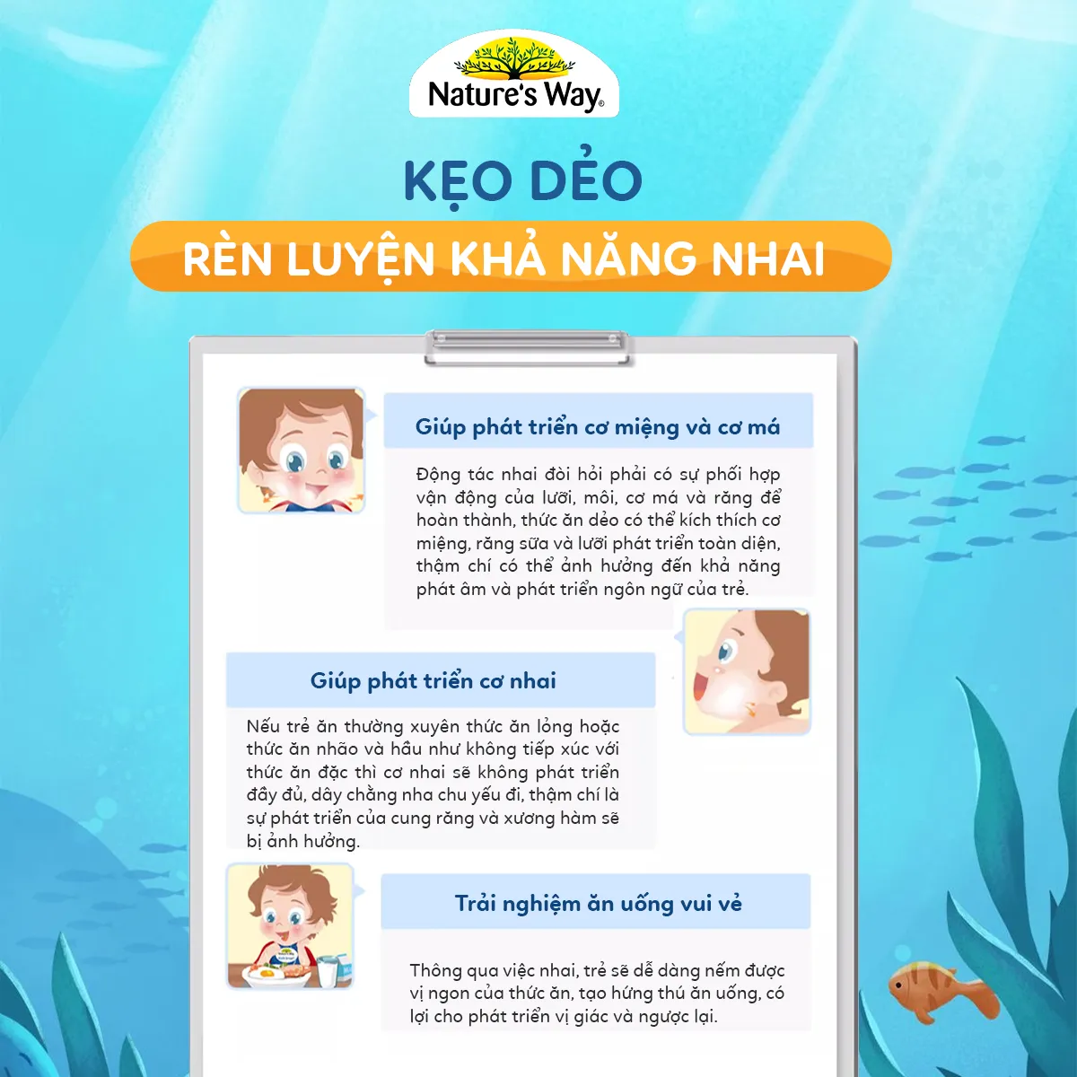 VIÊN NHAI BỔ NÃO KIDS SMART VITA GUMMIES OMEGA-3 DHA FISH OIL NATURE'S WAY 60V 7