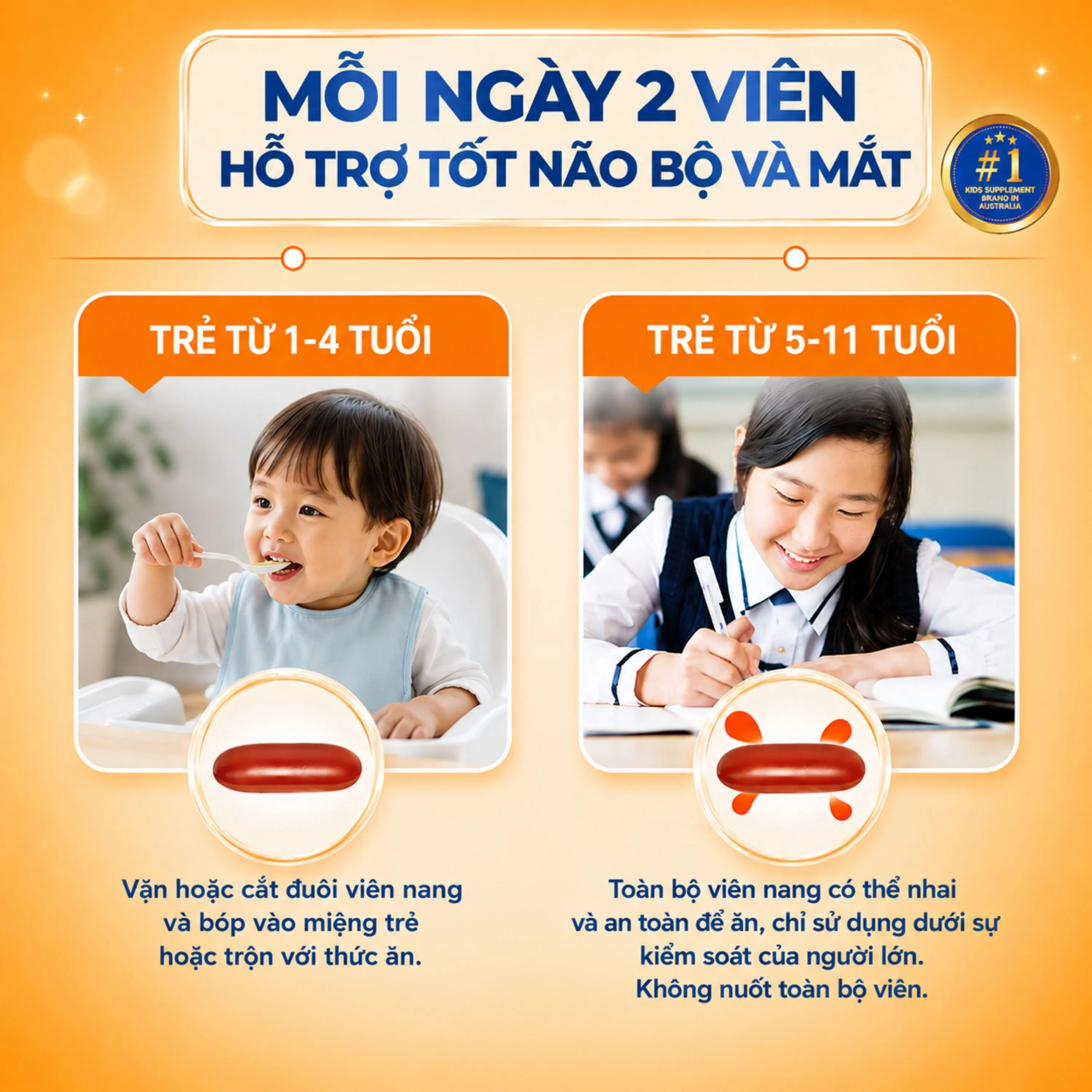 VIÊN NHAI HỖ TRỢ BỔ NÃO KIDS SMART BURSTS DHA 300MG NATURE'S WAY 50V 12