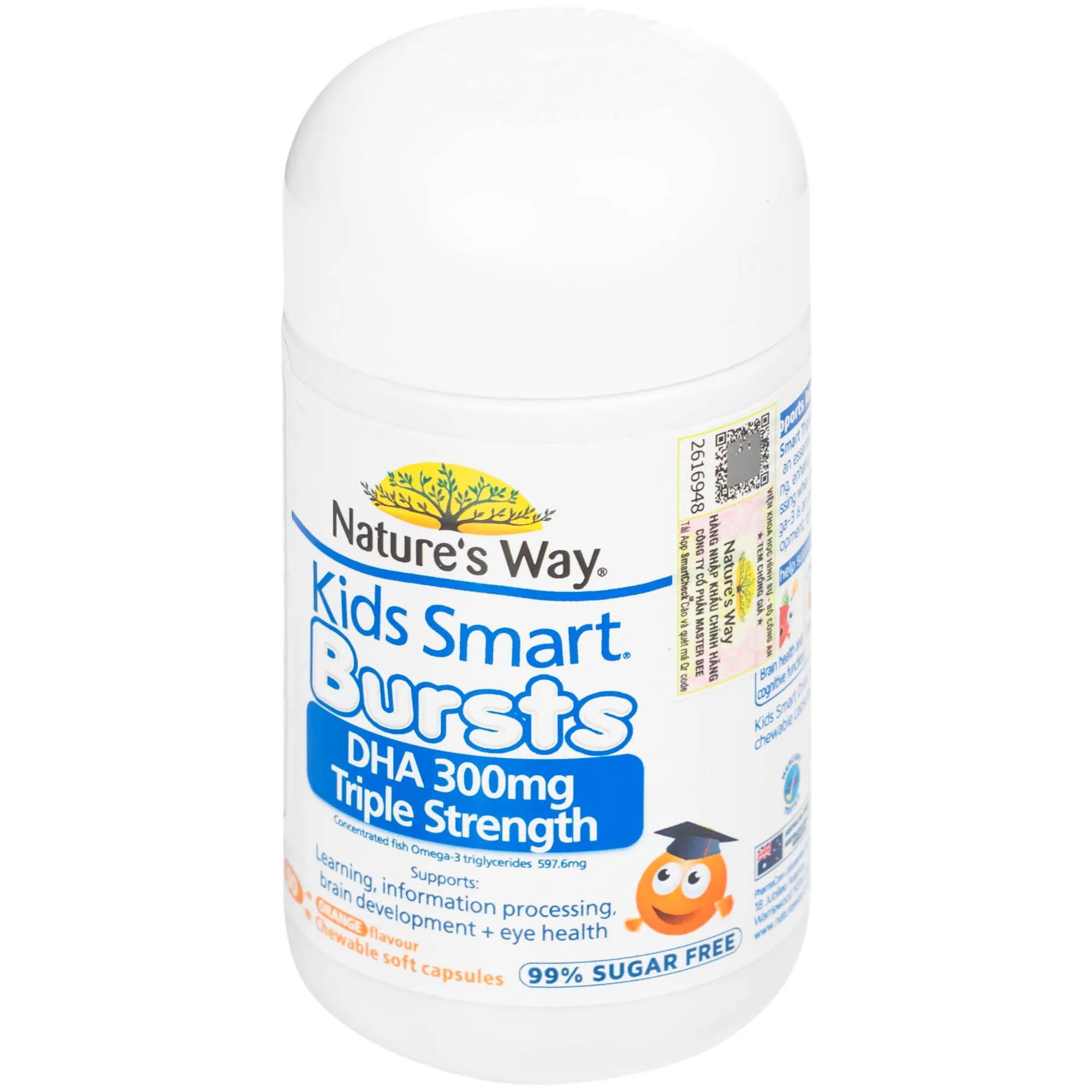 VIÊN NHAI HỖ TRỢ BỔ NÃO KIDS SMART BURSTS DHA 300MG NATURE'S WAY 50V 14