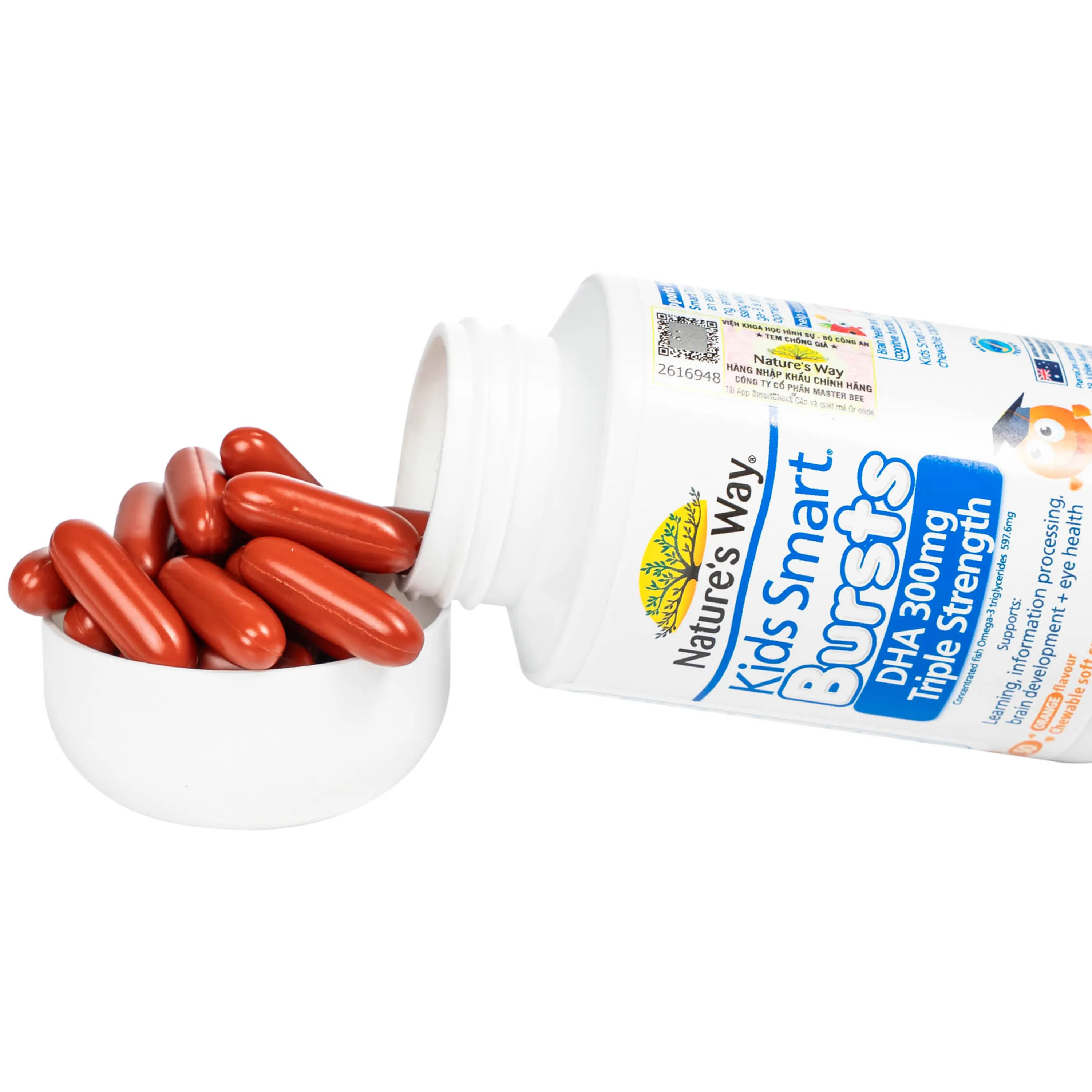 VIÊN NHAI HỖ TRỢ BỔ NÃO KIDS SMART BURSTS DHA 300MG NATURE'S WAY 50V 17