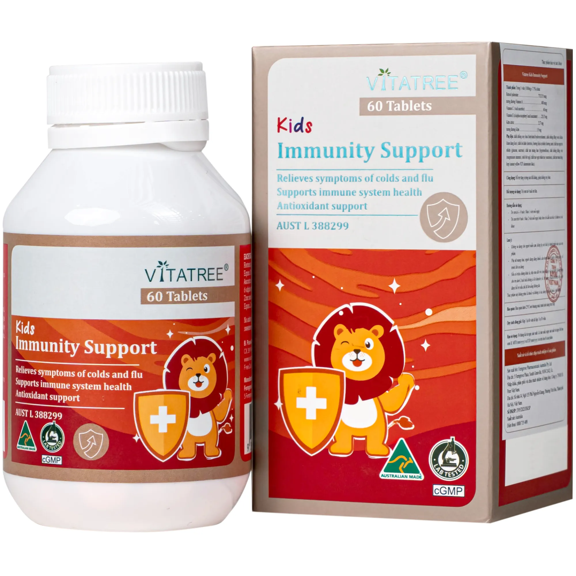 VIÊN NHAI HỖ TRỢ TĂNG CƯỜNG SỨC ĐỀ KHÁNG CHO TRẺ VITATREE KIDS IMMUNITY SUPPORT 60V