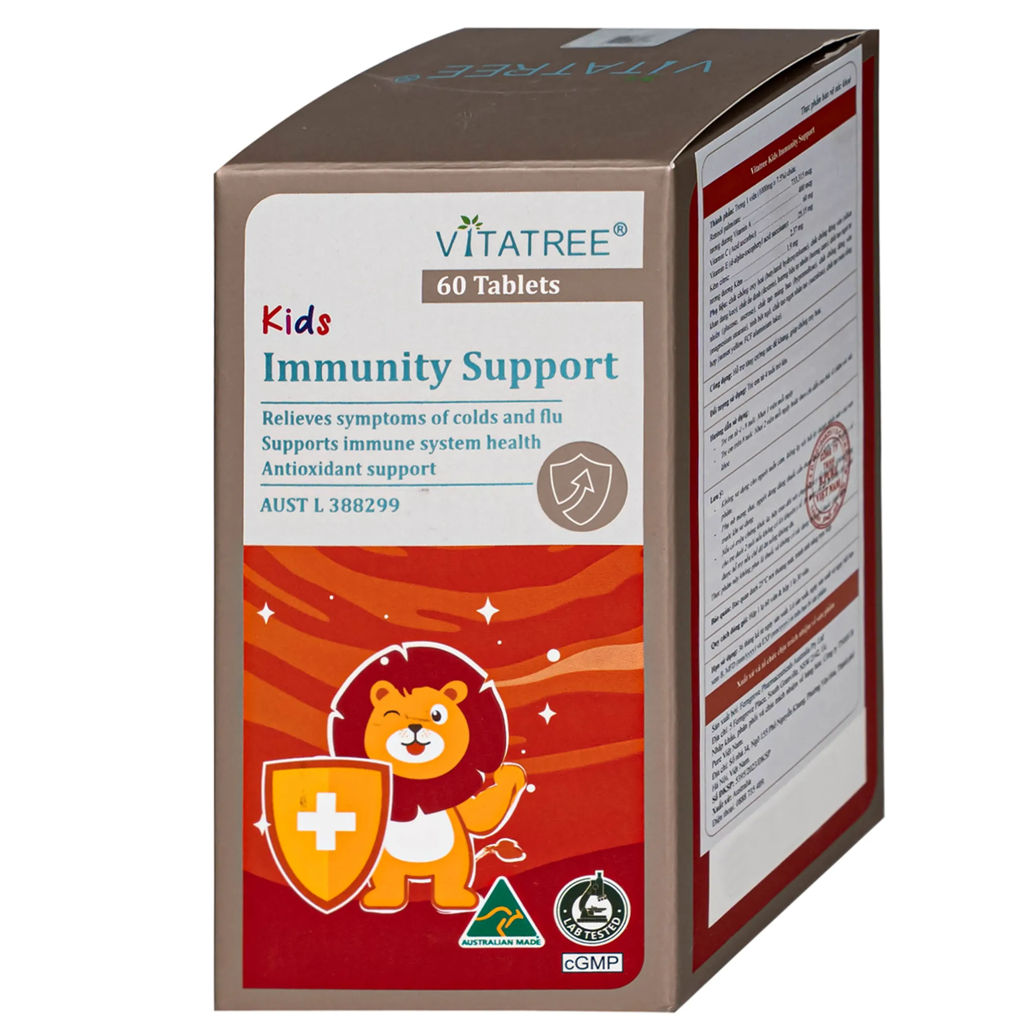 VIÊN NHAI HỖ TRỢ TĂNG CƯỜNG SỨC ĐỀ KHÁNG CHO TRẺ VITATREE KIDS IMMUNITY SUPPORT 60V 8