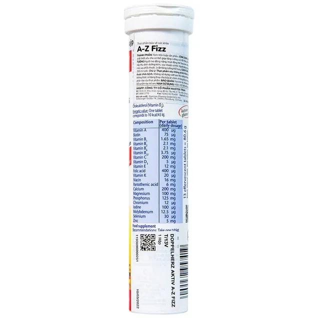 Viên sủi A-Z Fizz Doppelherz Aktiv bổ sung vitamin và khoáng chất (Tuýp 13 viên) 3
