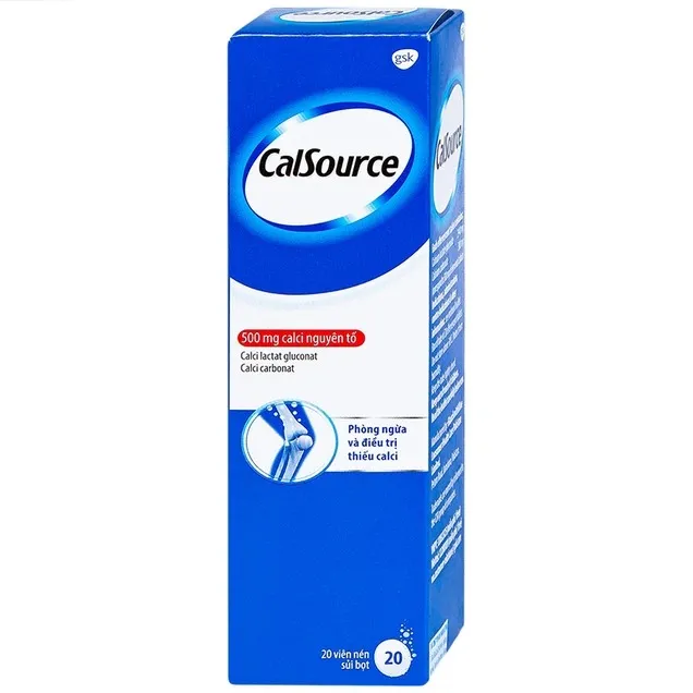 Viên sủi CalSource 500mg GSK – Bổ sung canxi, phòng và hỗ trợ điều trị thiếu hụt canxi (Tuýp 20 viên)