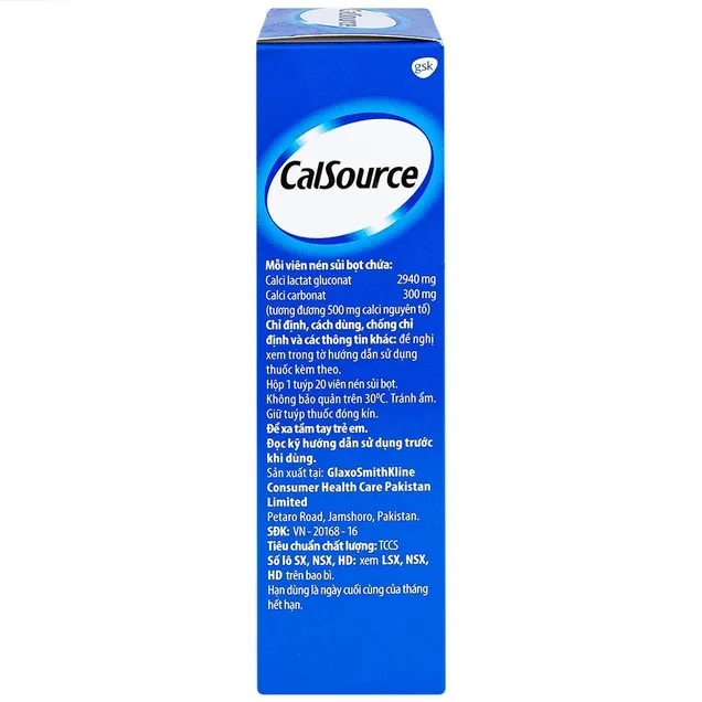 Viên sủi CalSource 500mg GSK – Bổ sung canxi, phòng và hỗ trợ điều trị thiếu hụt canxi (Tuýp 20 viên) 3