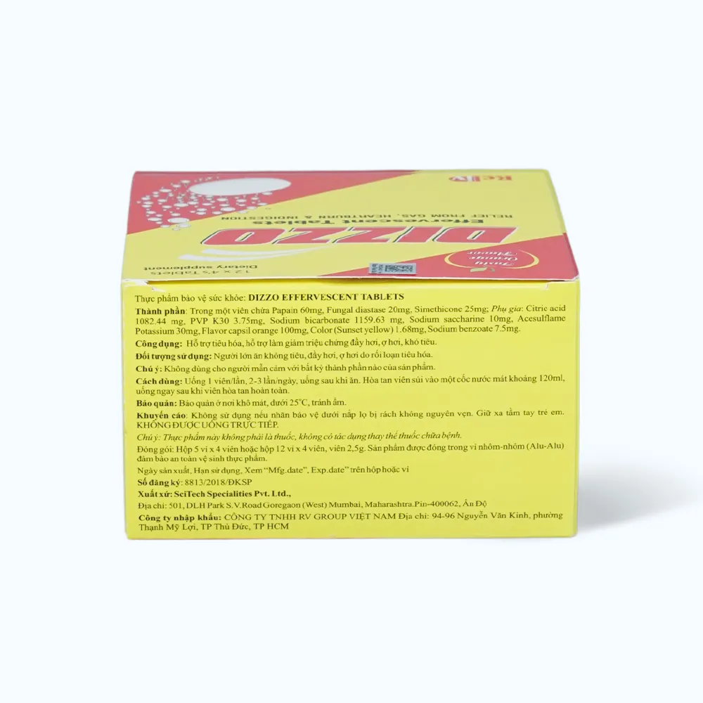 Viên sủi Dizzo (Hộp 12 vỉ x 4 viên) hỗ trợ giảm đầy hơi, khó tiêu và ợ chua 4