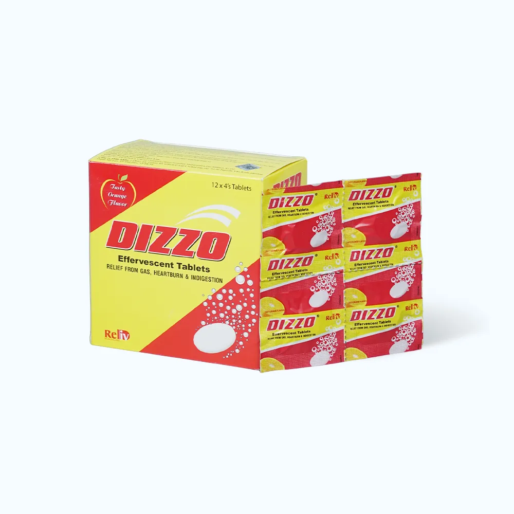Viên sủi Dizzo (Hộp 12 vỉ x 4 viên) hỗ trợ giảm đầy hơi, khó tiêu và ợ chua 5
