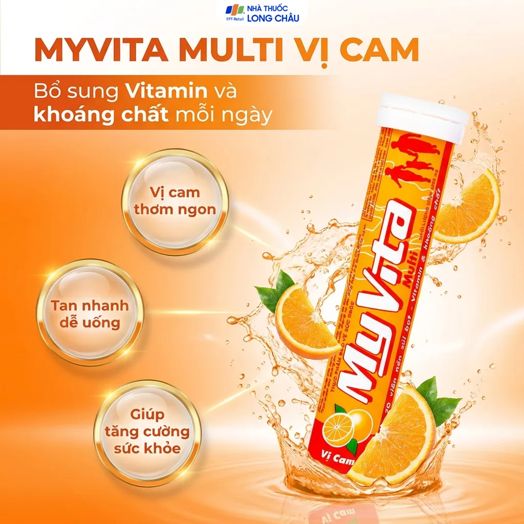 VIÊN SỦI GIÚP BỔ SUNG VITAMIN MYVITA MULTI SPM VỊ CAM 20V 2