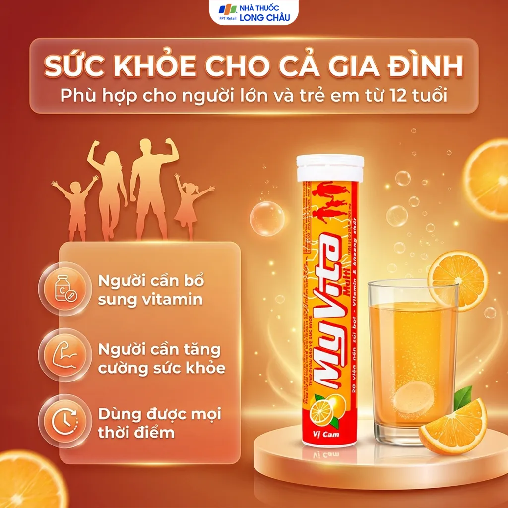VIÊN SỦI GIÚP BỔ SUNG VITAMIN MYVITA MULTI SPM VỊ CAM 20V 4