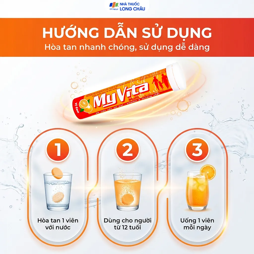 VIÊN SỦI GIÚP BỔ SUNG VITAMIN MYVITA MULTI SPM VỊ CAM 20V 5