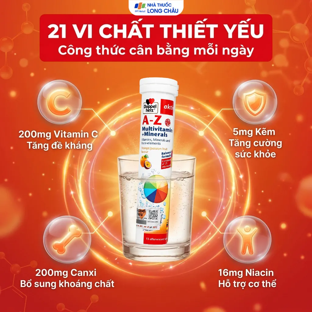 VIÊN SỦI GIÚP TĂNG SỨC ĐỀ KHÁNG A-Z FIZZ DOPPELHERZ 13V 2
