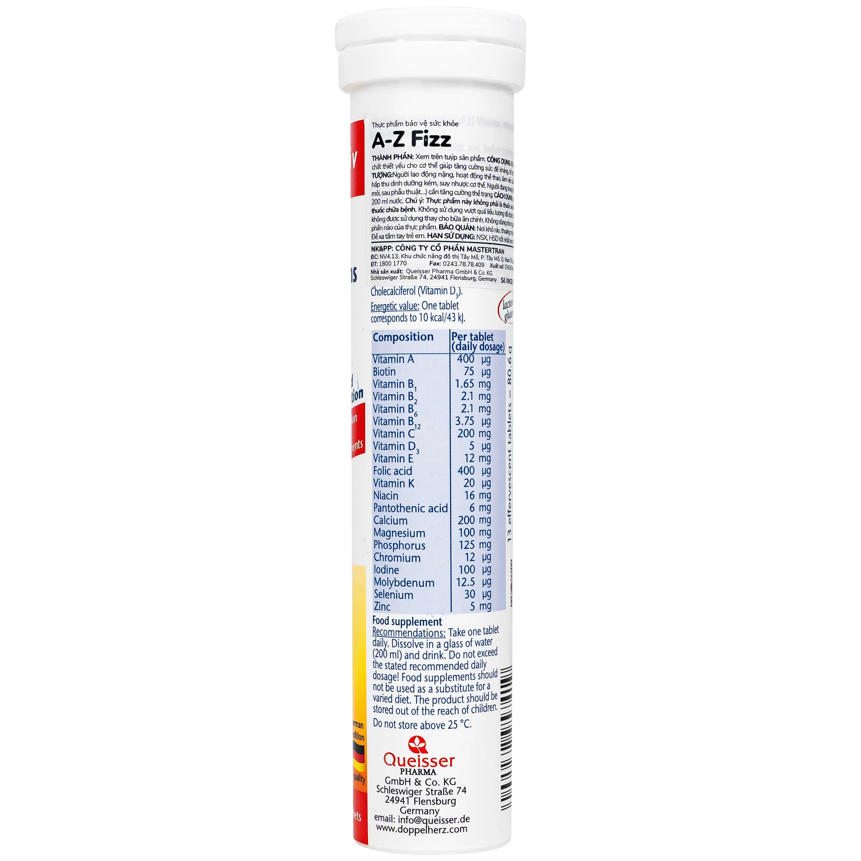 VIÊN SỦI GIÚP TĂNG SỨC ĐỀ KHÁNG A-Z FIZZ DOPPELHERZ 13V 6