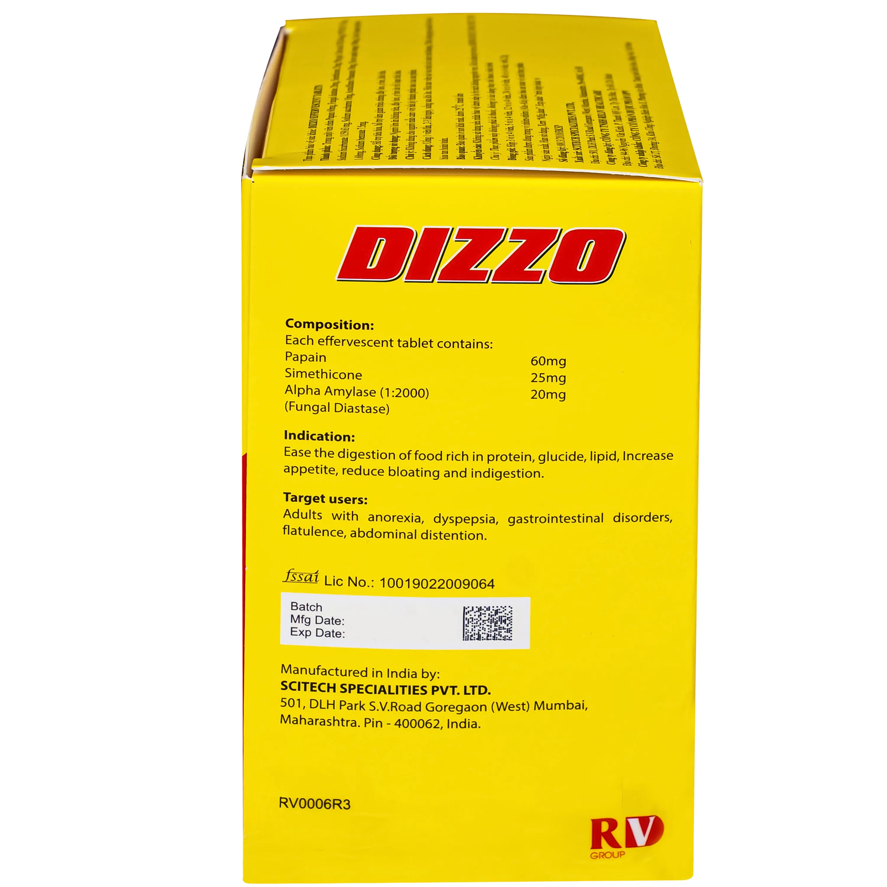 VIÊN SỦI HỖ TRỢ TIÊU HÓA DIZZO RV 12X4 6